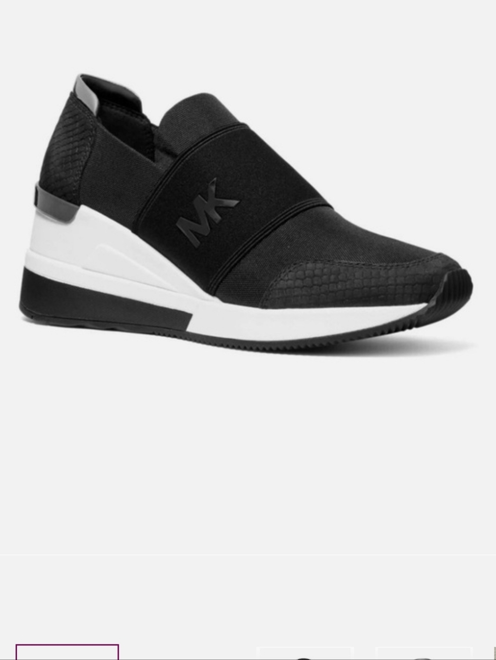 Michael Kors Black and White Slip-On Wedge Sneaker